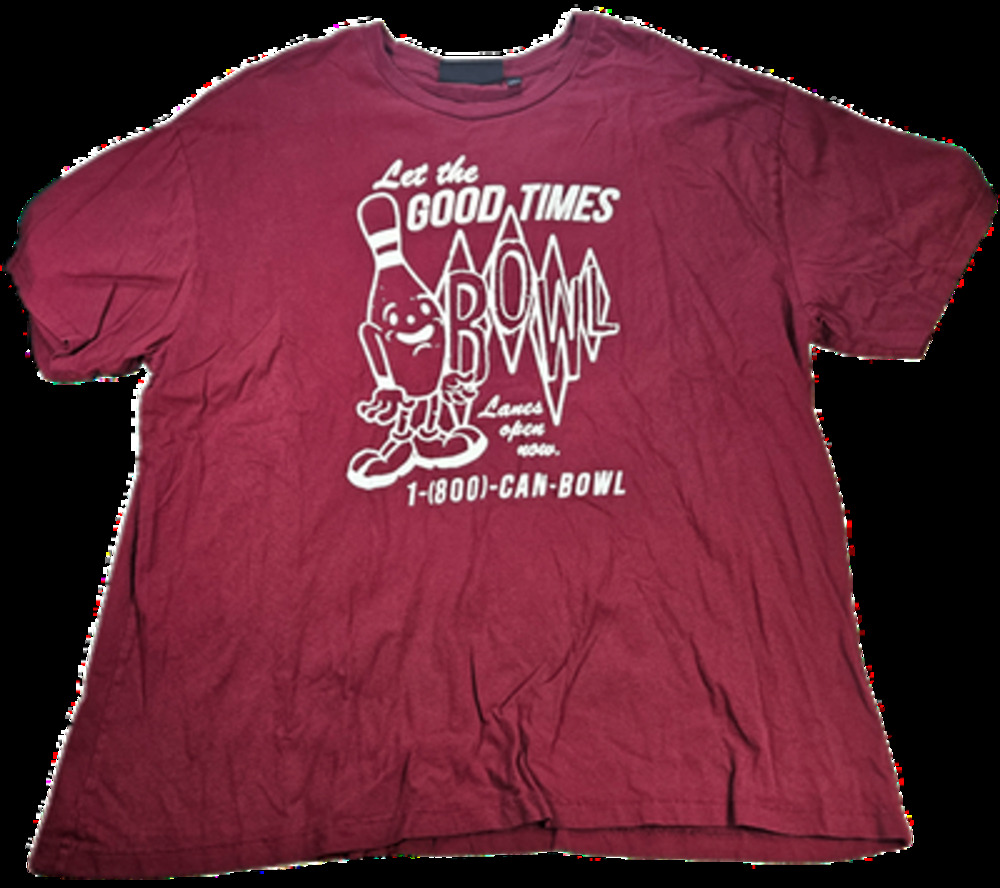NO BOUNDARIES T-Shirt Men's Burgundy XL Oversized Fit Graphic Bowling Pin